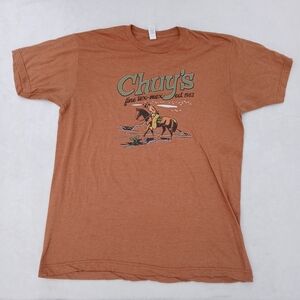 Chuy's Fine Tex- Mex Est 1982 Large T-shirt Orange Cowboy Horse